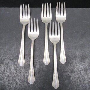 Vntg Racebrook Silver Plate Lynbrook Pattern 5 15/16 Inch Salad Fork Lot of 5